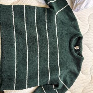 a new day Forest Green Sweater with White Stripes
